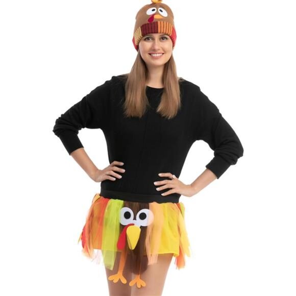 Thanksgiving Turkey Tutu – Dress-Up Party Outfit, Turkey Skirt & Accessories - Picture 5 of 8